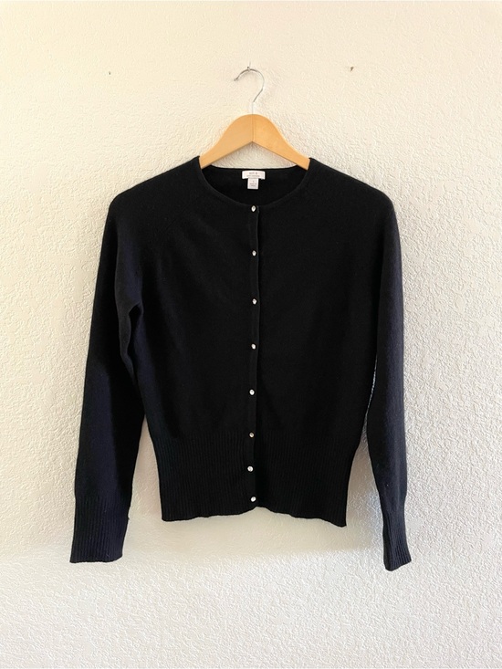Apt. 9 Sweaters - Black Cashmere Cardigan Sweater with Rhinestone Buttons Sz Small - Luxury Glam